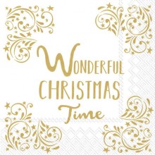 Салфетки 20бр Wonderful Christmas Time бели